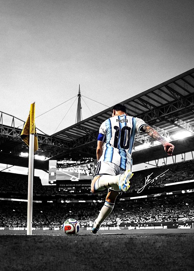Lionel Messi Corner Kick Action Shot