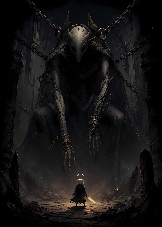 Hollow Knight Facing Giant Chained Entity