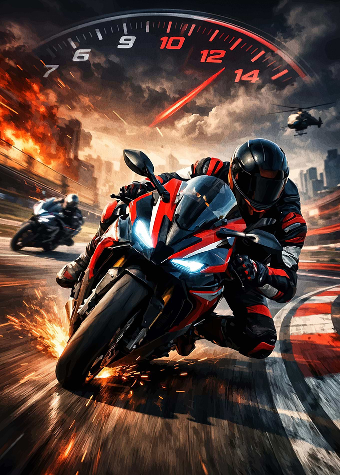 High-Speed Motorcycle Racing Action