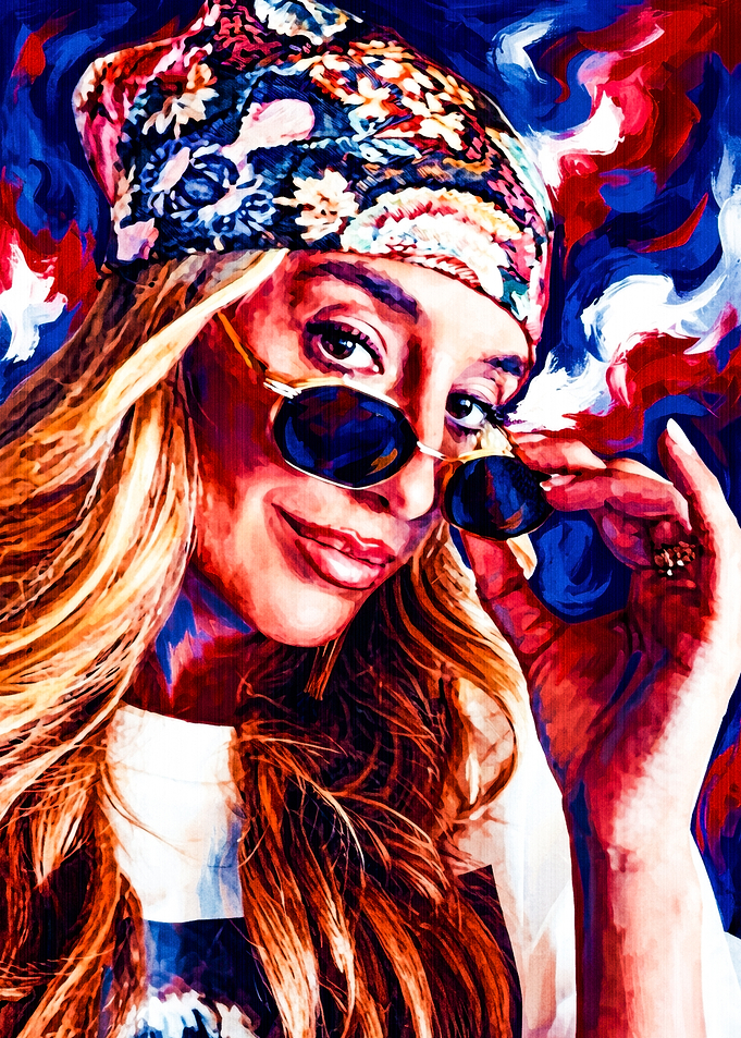 Pop Art Portrait of Stylish Woman