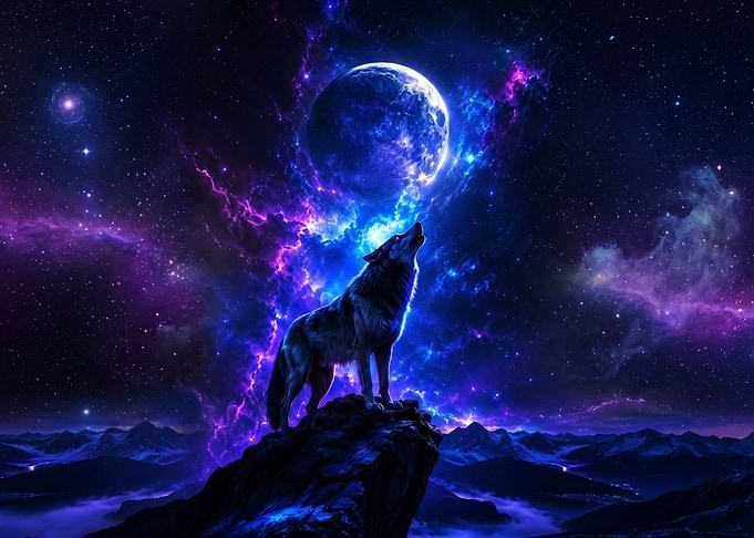 Wolf Howling at Cosmic Moon