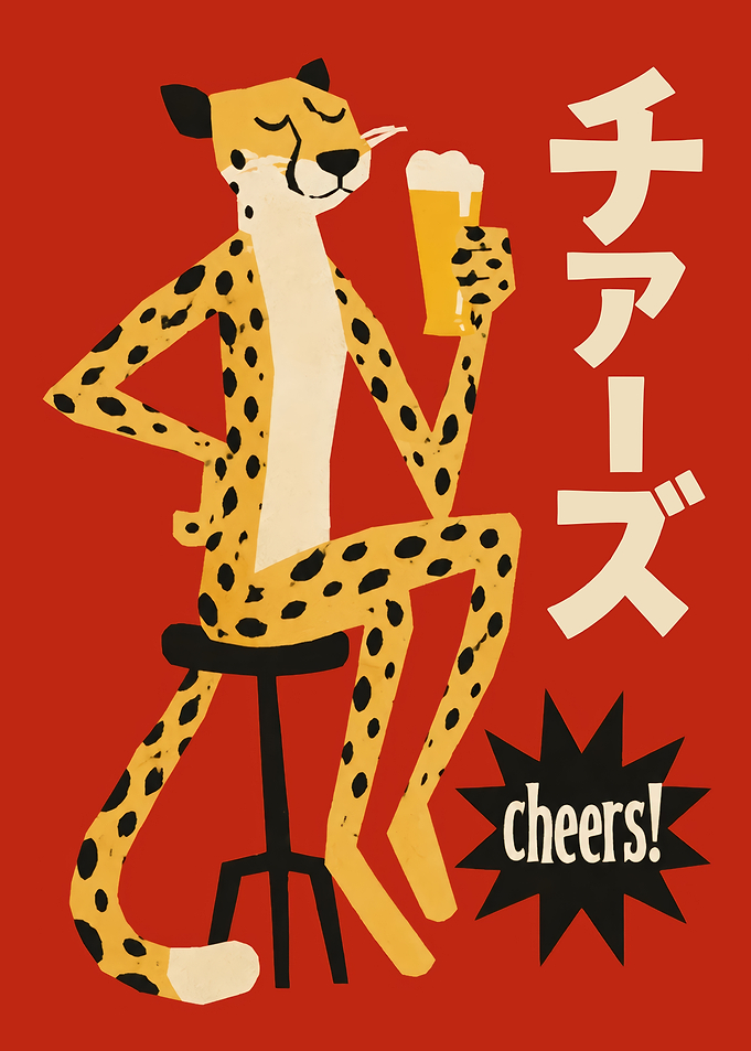 Chester Cheetah Drinking Beer Poster