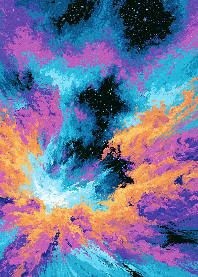 Vibrant Abstract Cosmic Nebula Art