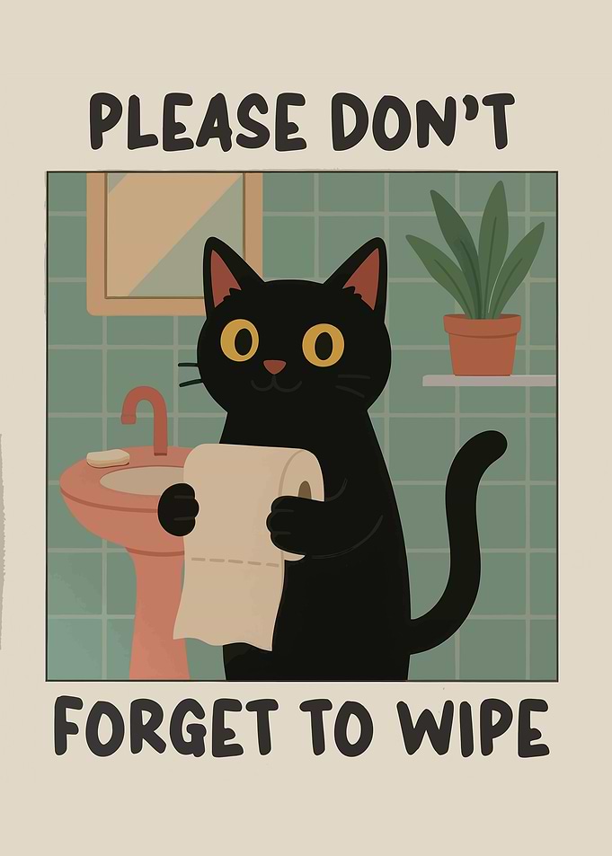 Funny Cat Bathroom Poster