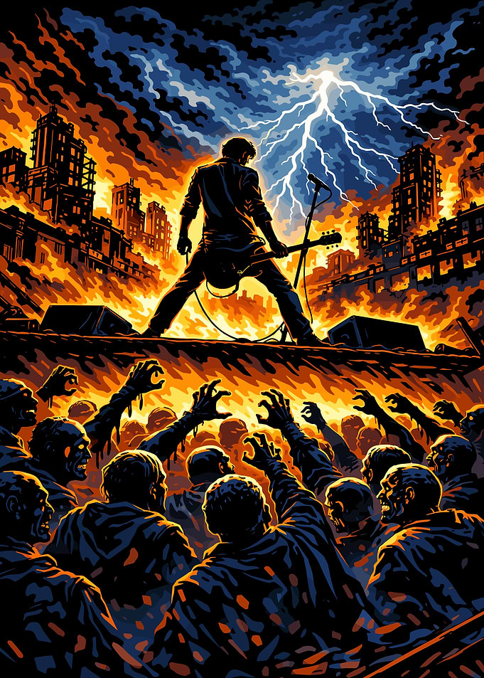 Rockstar Performing for Zombie Horde