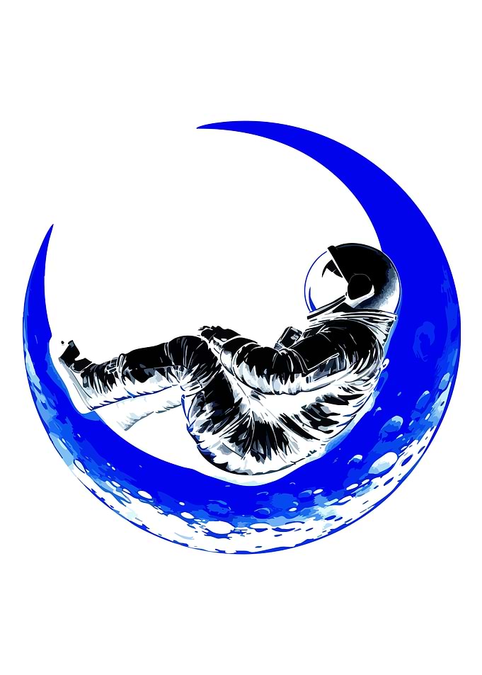 Astronaut Resting on a Blue Moon