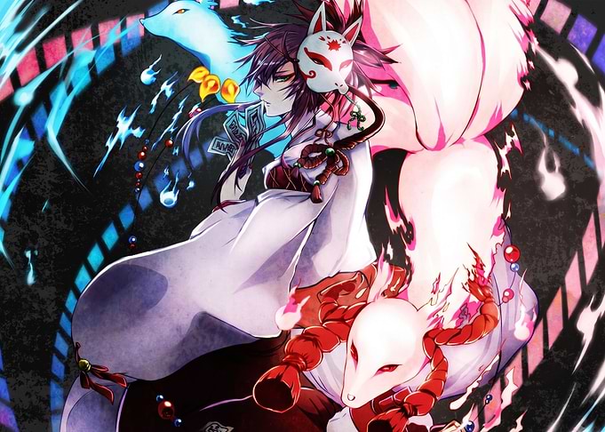 Anime Kitsune Spirit Warrior Illustration