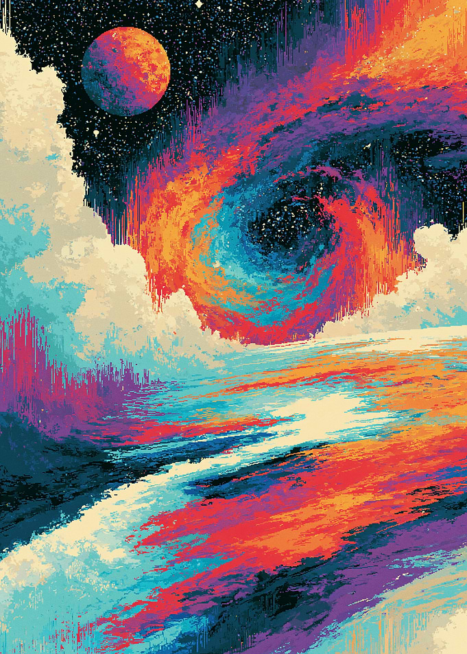 Vibrant Abstract Cosmic Nebula Landscape
