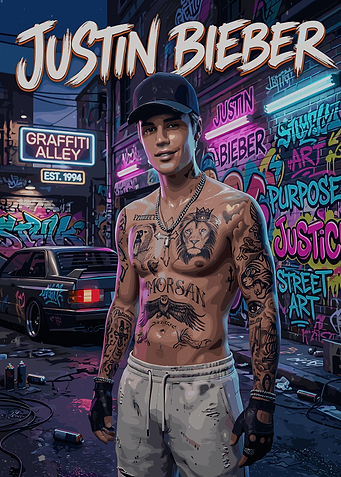 Justin Bieber Graffiti Alley Portrait