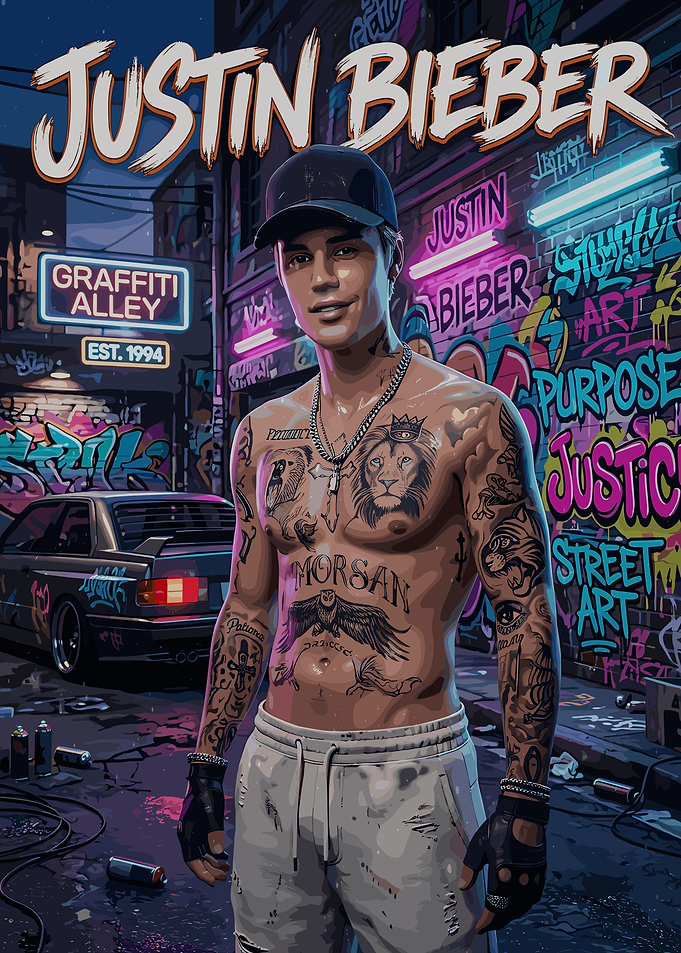 Justin Bieber Graffiti Alley Portrait