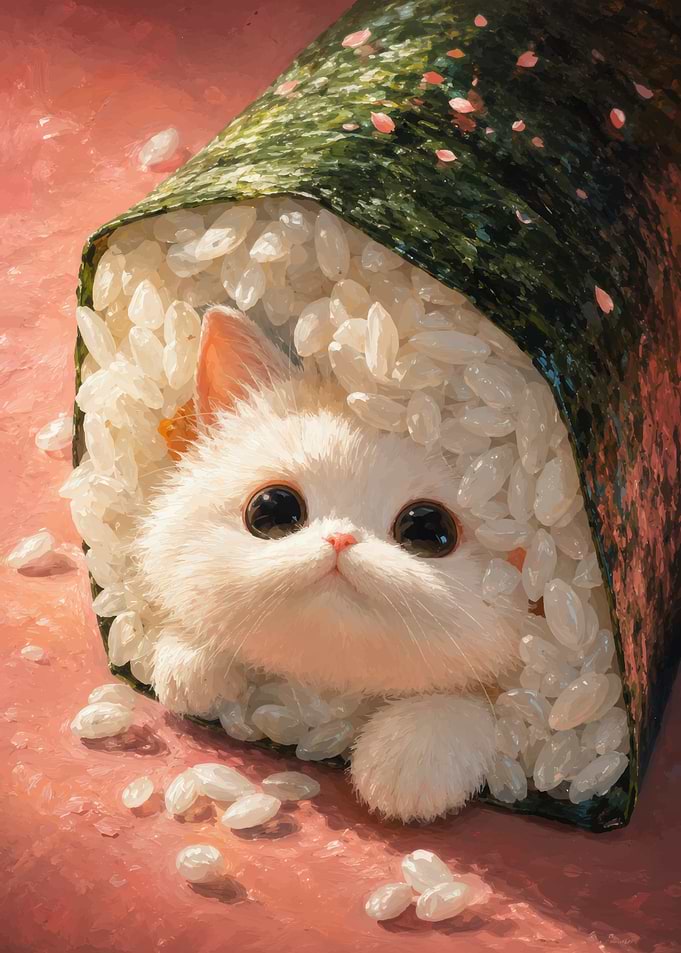 Cute Kitten Inside Sushi Roll