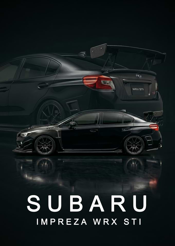 sleek black car Impreza WRX STI Poster