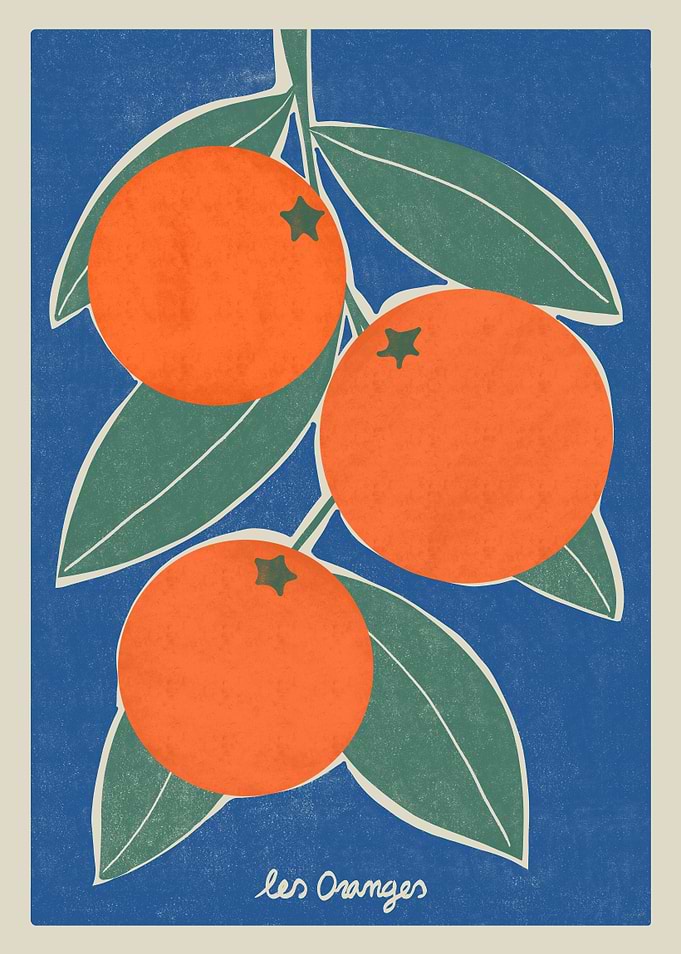 Minimalist Les Oranges Fruit Art Print