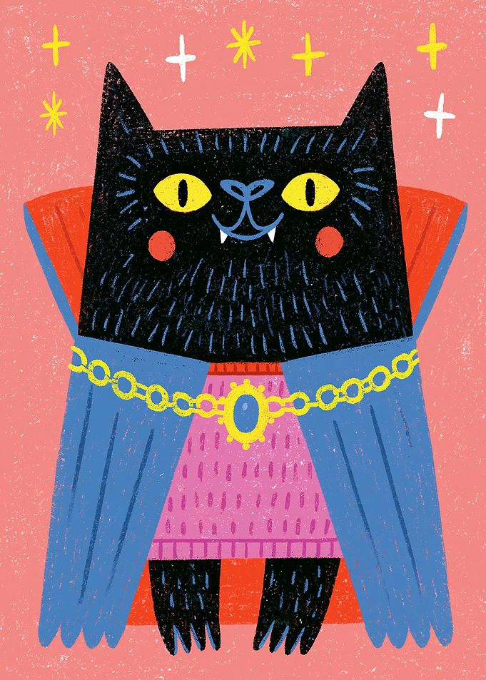 Cute Vampire Cat Illustration