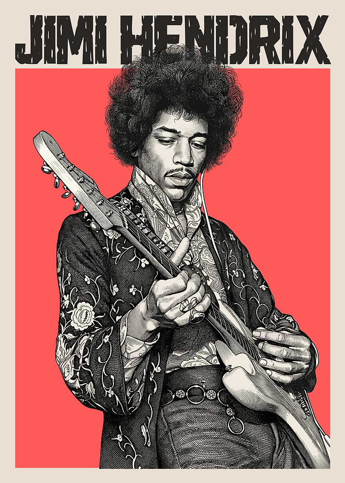 Jimi Hendrix Vintage Style Poster