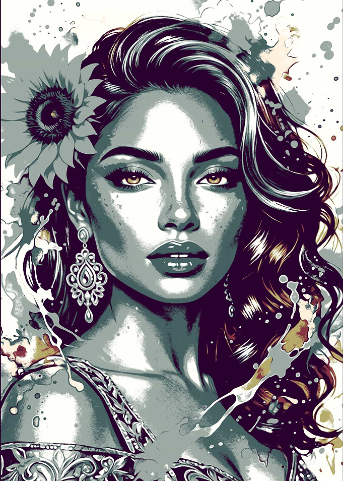 Portrait of a Woman with Sunflower