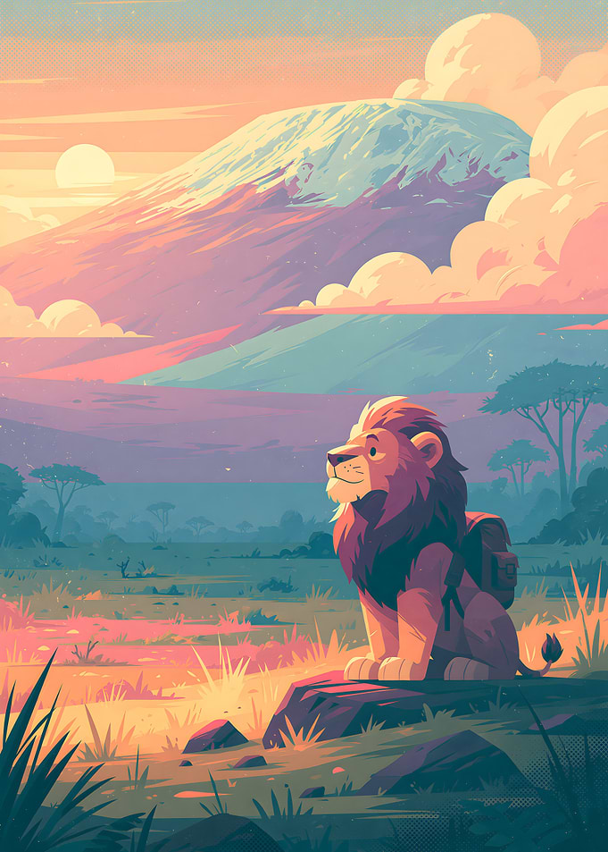 Adventurous Lion in the Savannah