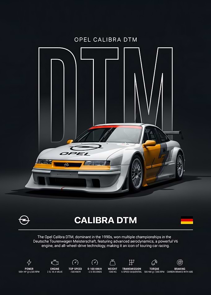 Opel Calibra DTM Racing Car Poster