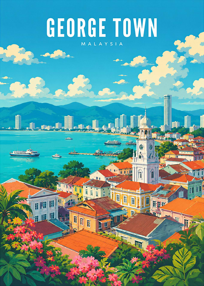 George Town Malaysia Travel Poster