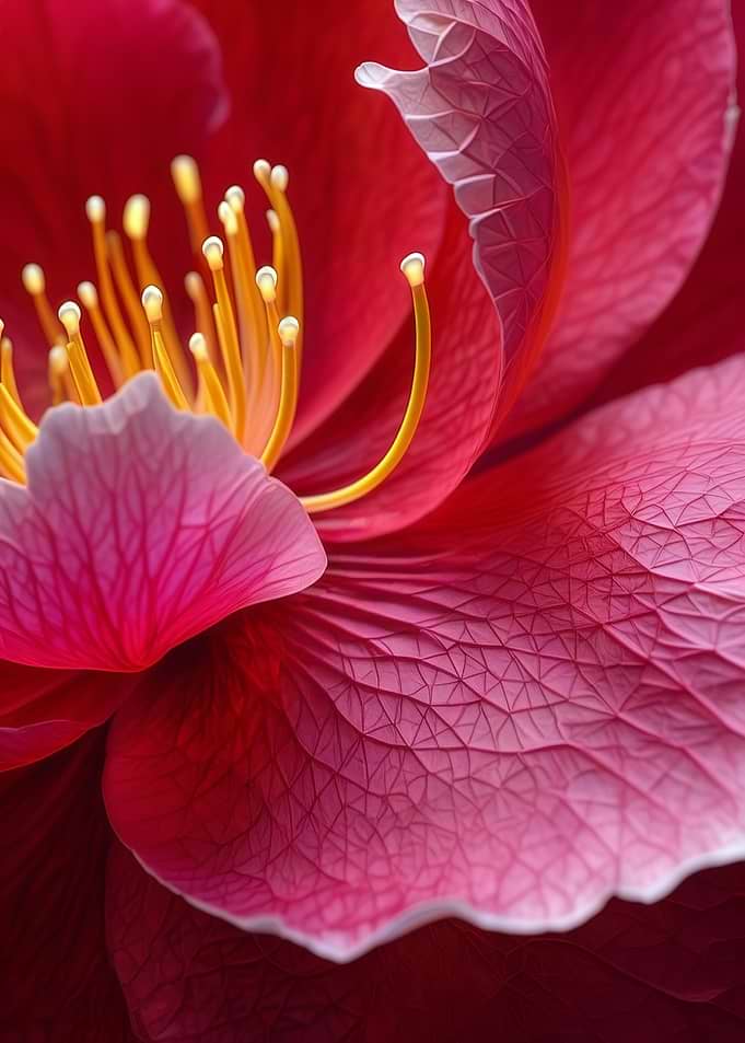 Macro Close-up of Vibrant Red Flower