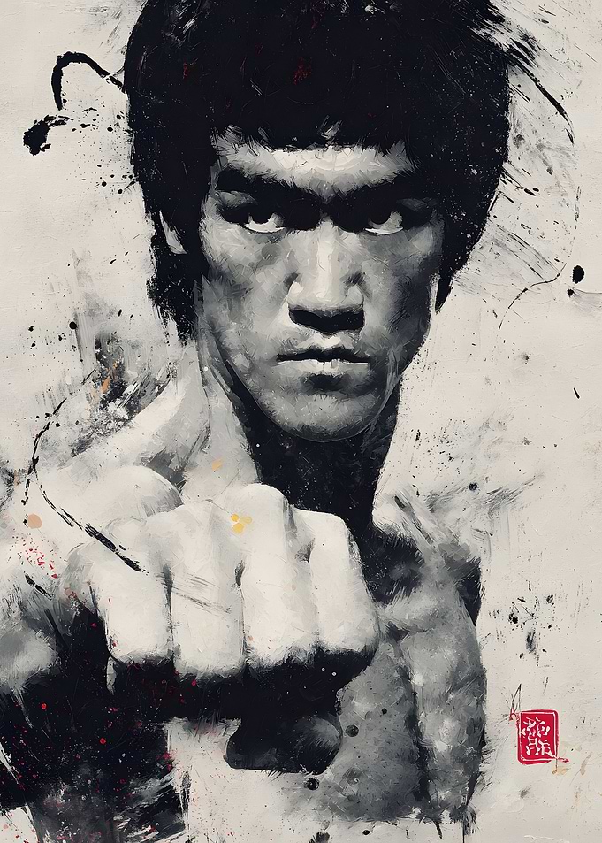 Bruce Lee Ink Wash Portrait