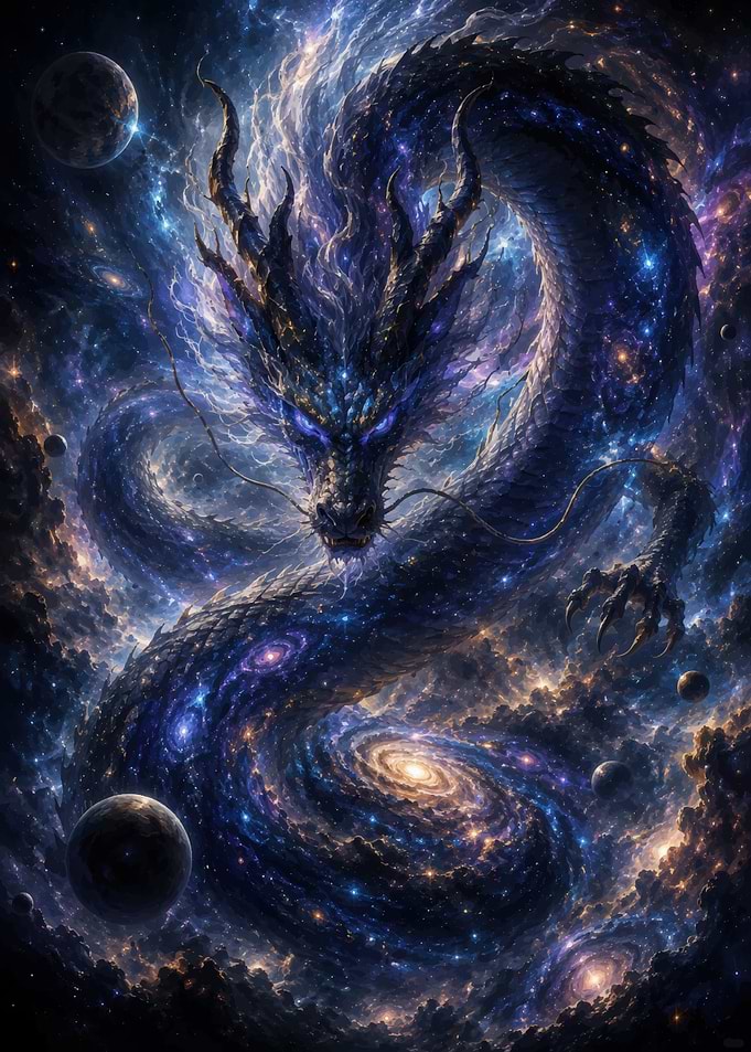 Cosmic Celestial Dragon in Space