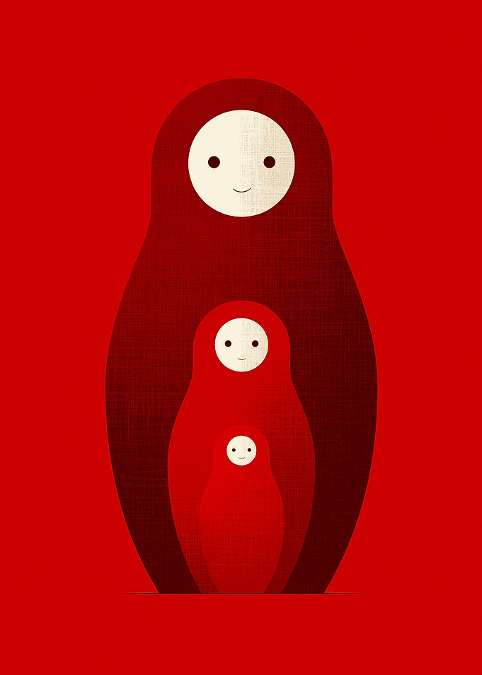 Minimalist Red Matryoshka Nesting Dolls