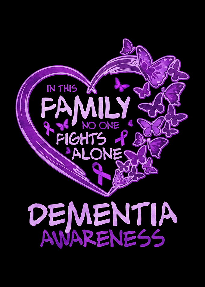 Dementia Awareness Purple Butterfly Heart Design