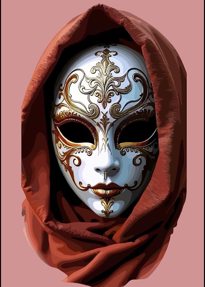 Venetian Masquerade Mask with Hood