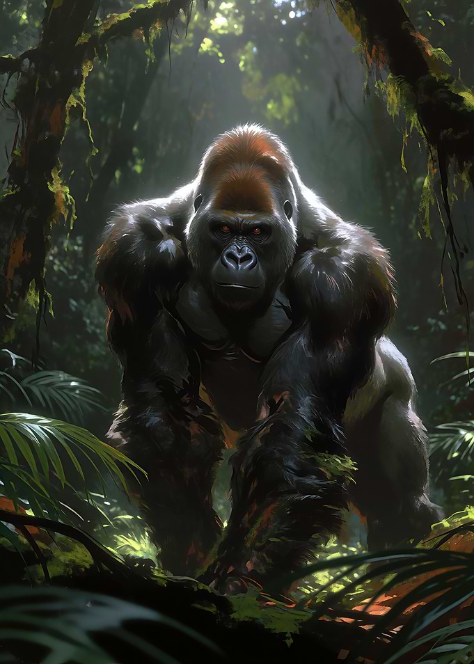 Majestic Silverback Gorilla in Jungle