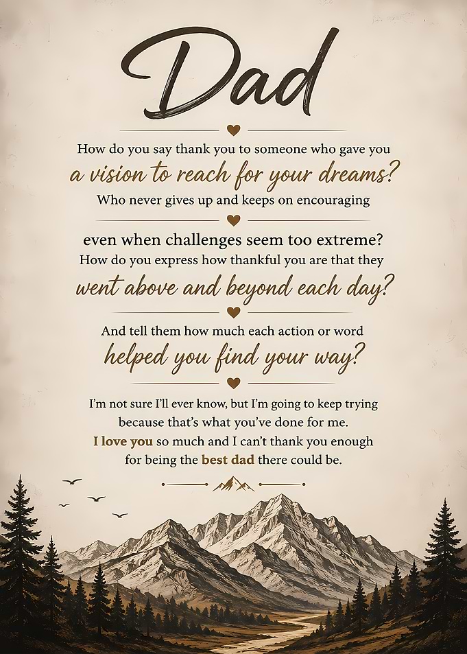 Heartfelt Father's Day Mountain Poster
