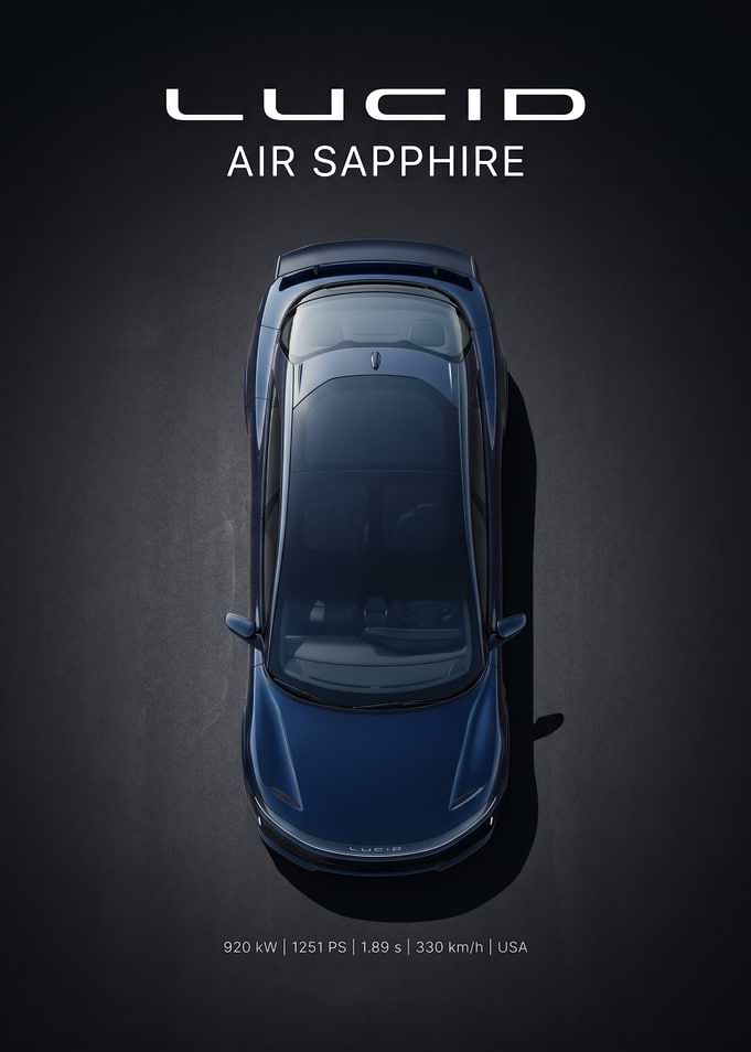 Lucid Air Sapphire Top View Poster