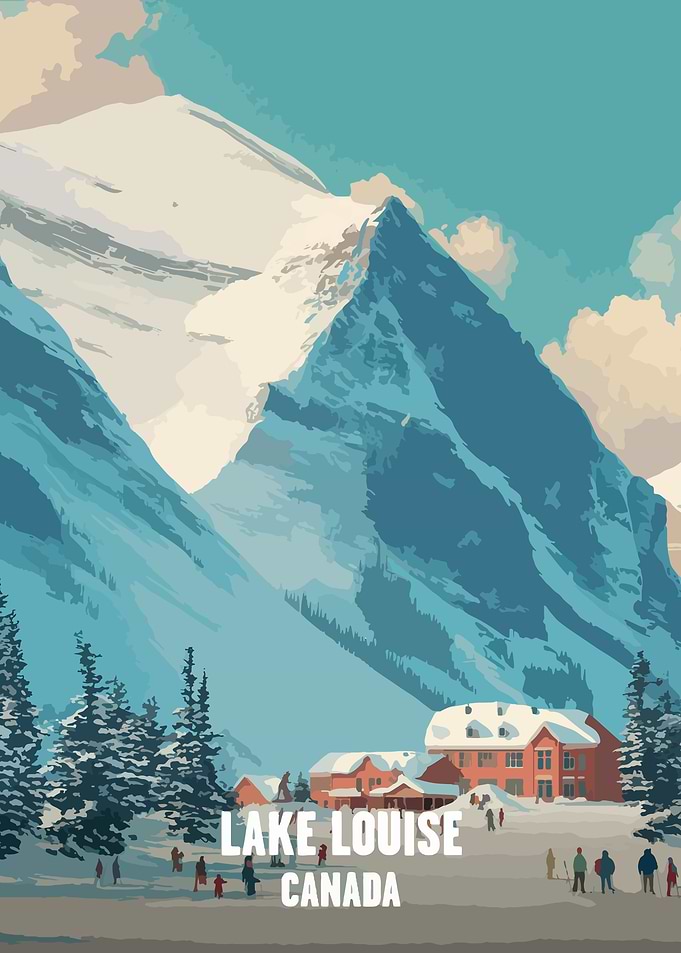Lake Louise Canada Vintage Travel Poster