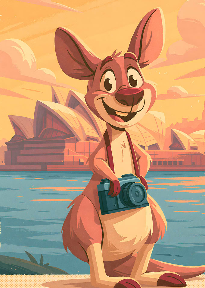 Cartoon Kangaroo Photographer in Sydney