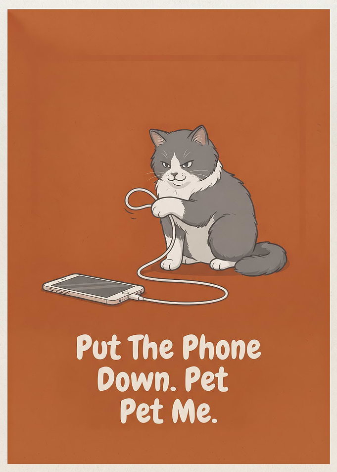 Funny Cat Demanding Attention Poster