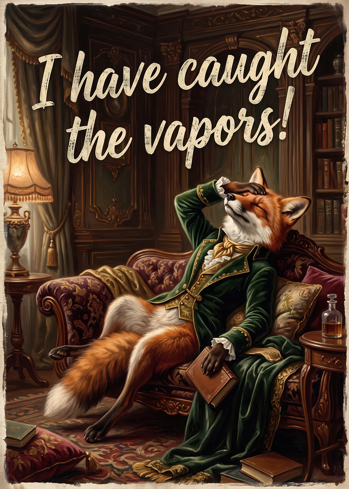 Victorian Fox Fainting on Sofa