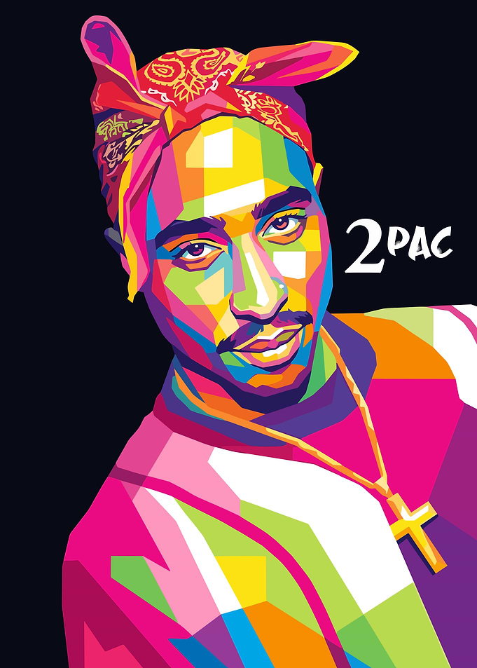 Colorful Pop Art Portrait of 2Pac