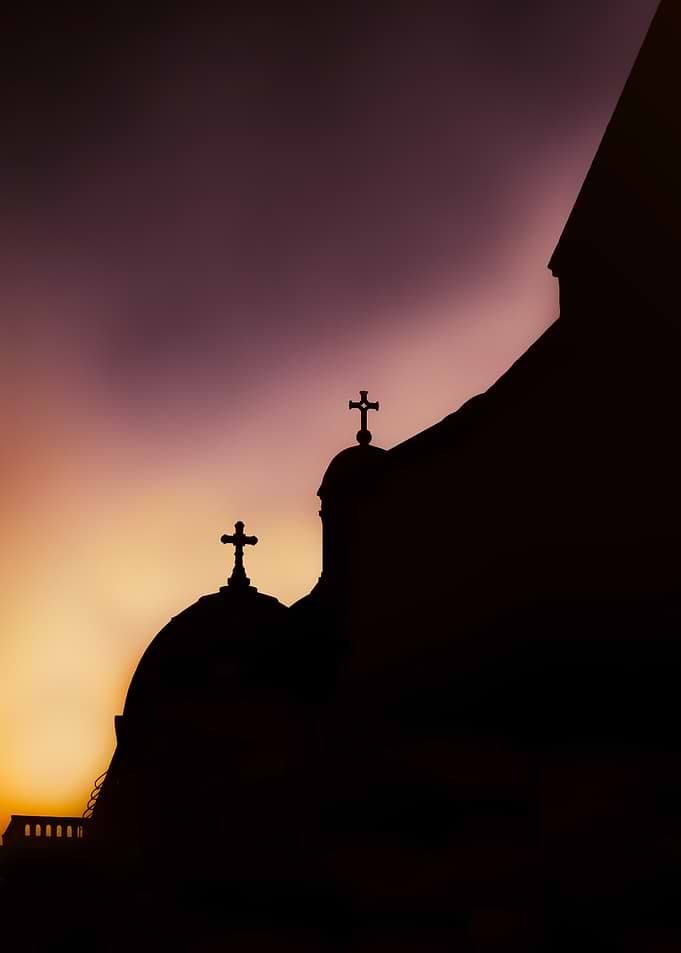 Church Domes Silhouette at Sunset