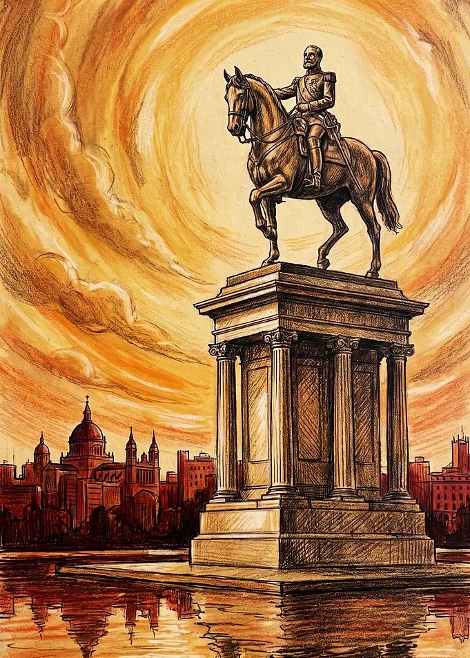 Equestrian Statue at Sunset