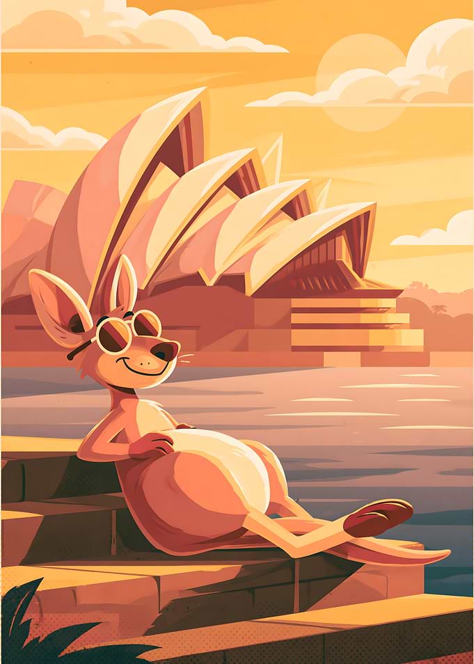 Kangaroo Relaxing at Sydney Opera House