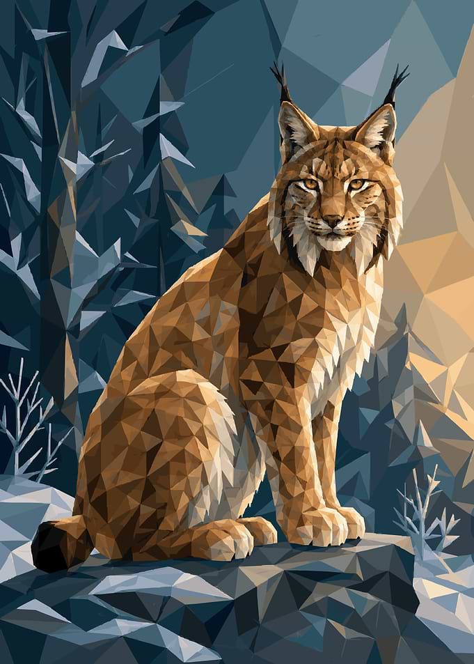 Geometric Low Poly Lynx Portrait