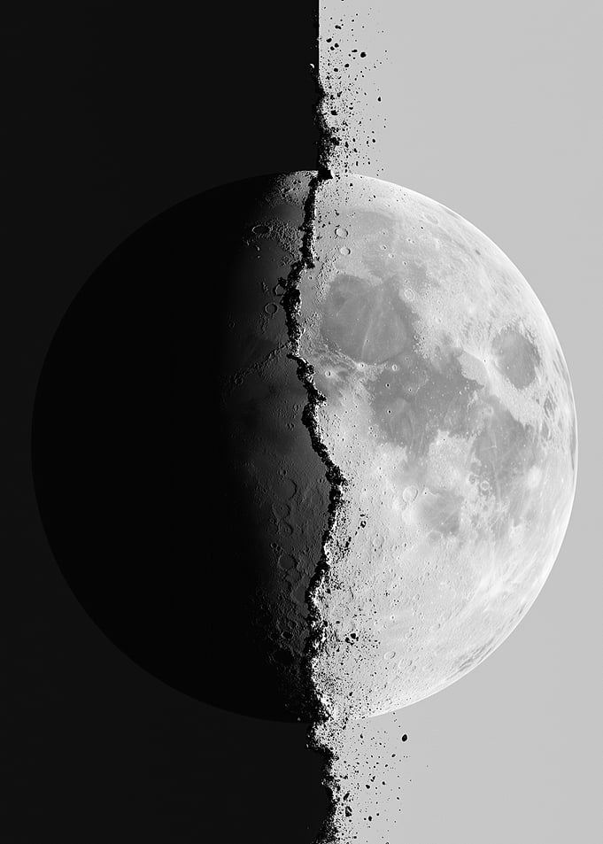 Split Moon Lunar Surface Art