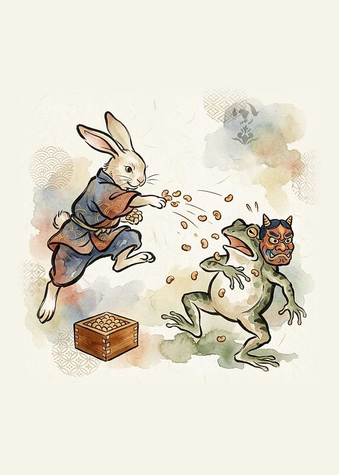 Rabbit Performing Setsubun Bean Throwing