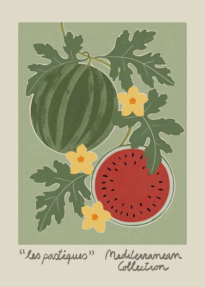 Mediterranean Watermelon Botanical Art Print