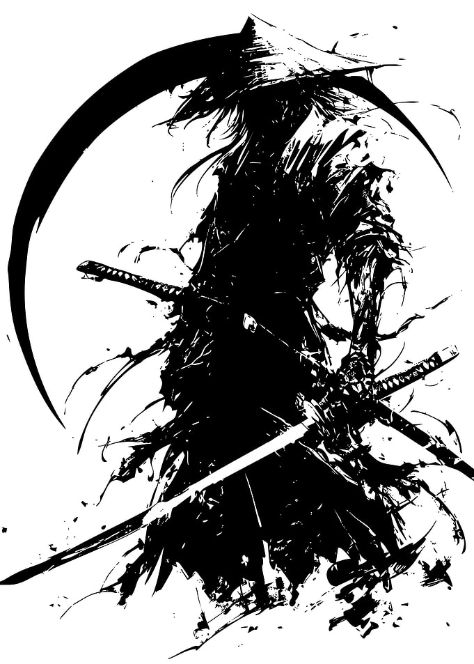 Ink Wash Style Samurai Warrior