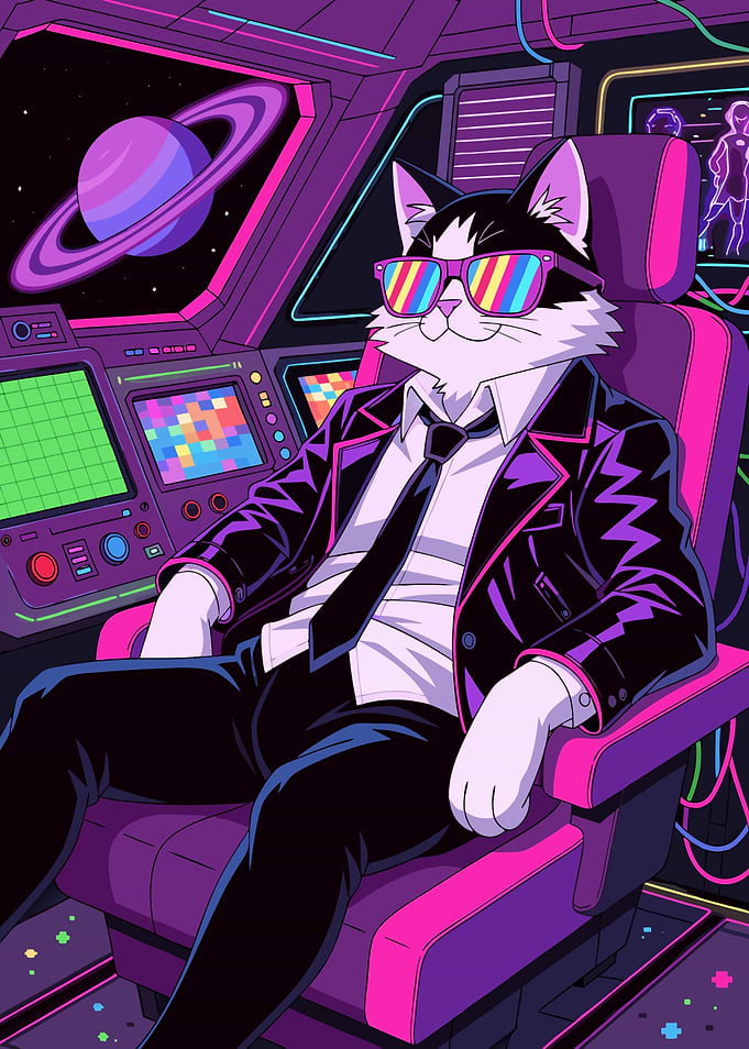 Cool Cat Pilot in Space