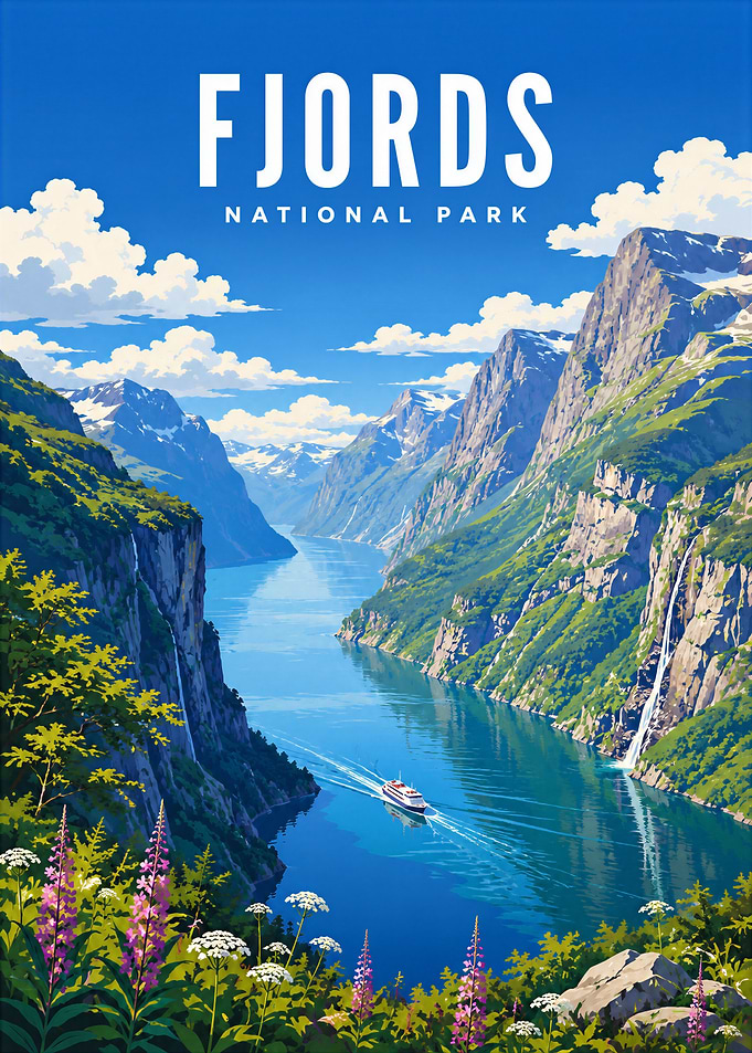 Fjords National Park Travel Poster