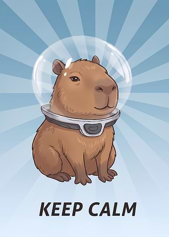 Astronaut Capybara Keep Calm Poster