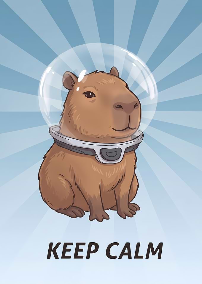 Astronaut Capybara Keep Calm Poster