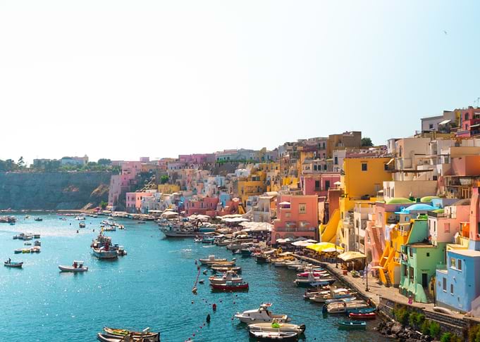 Colorful Procida Island Harbor View